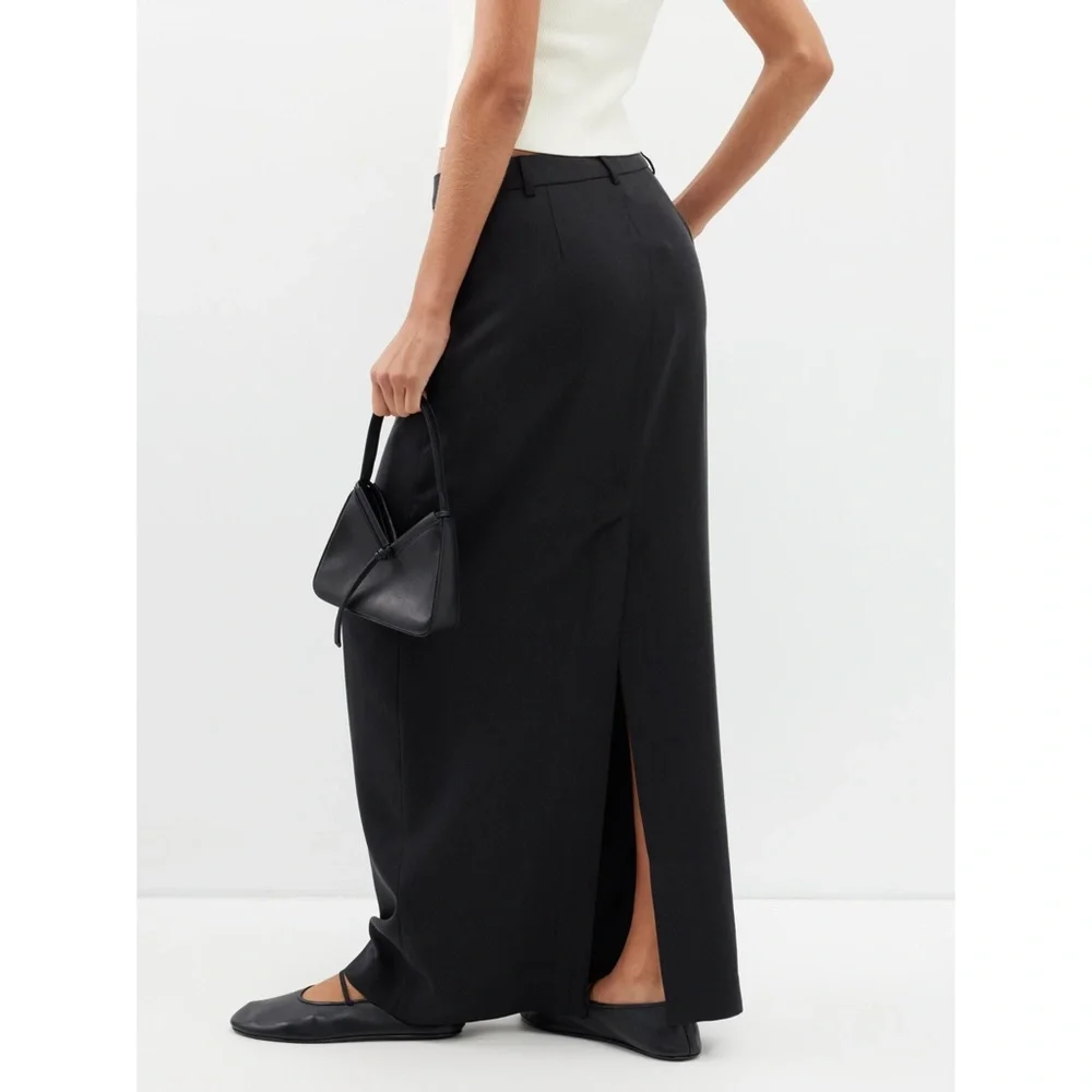 NEW Reformation Cairo Mid Rise Maxi Skirt Black 10